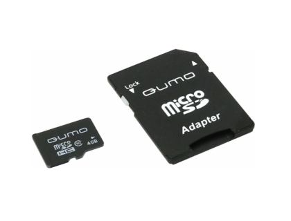 MicroSD QUMO 4Gb + SD адаптер (QM4GMICSDHC10)