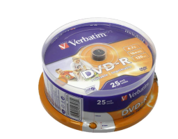 Verbatim DVD-R 4,7Gb 16x Cake Box Printable (25шт) (43538)