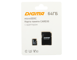 Digma 64Gb MicroSD + SD адаптер (DGFCA064A03)
