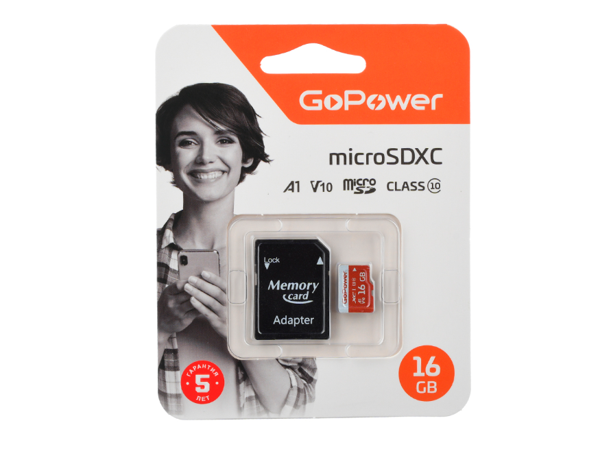 GoPower 16Gb MicroSD + SD адаптер (00-00025678)